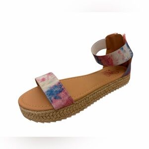 Olivia Miller girl Pastel Rainbow Tie-Dye Sandals Size 5